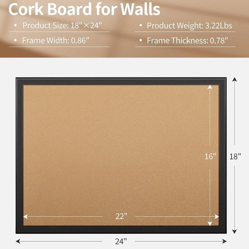 Black Framed Cork Board for Walls
